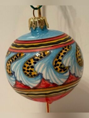 DERUTA ORNAMENT HOLIDAY CHRISTMAS HOME ITALY HANDMADE MULTI COLOR RED BLUE